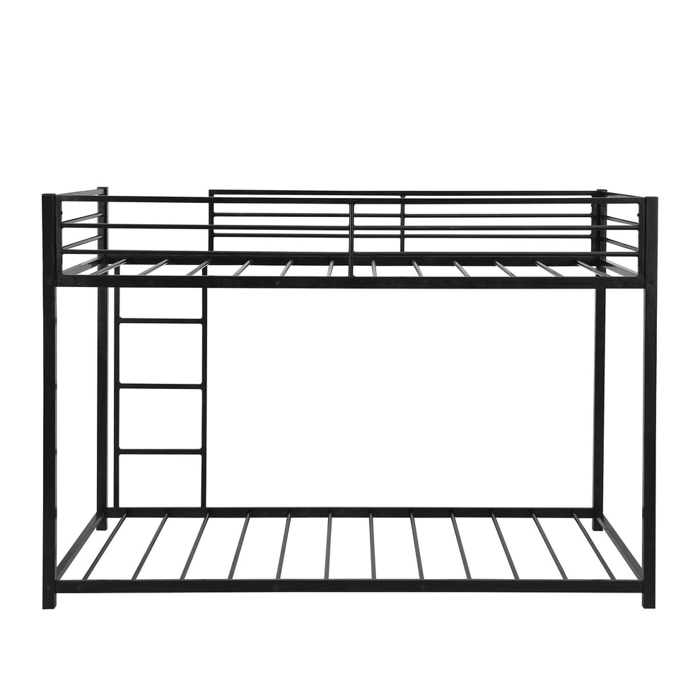 Black Twin Over Twin Metal Low Bunk Bed By Homeroots | Beds | Modishstore - 9