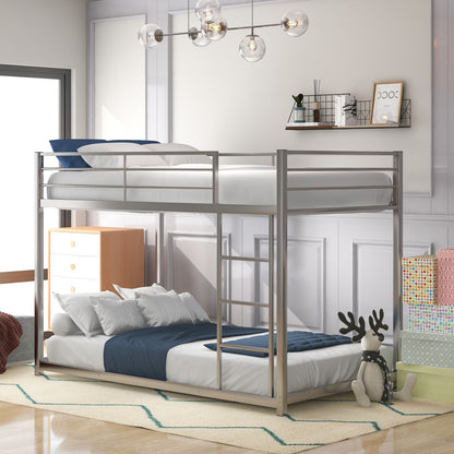 Black Twin Over Twin Metal Low Bunk Bed By Homeroots | Beds | Modishstore - 10