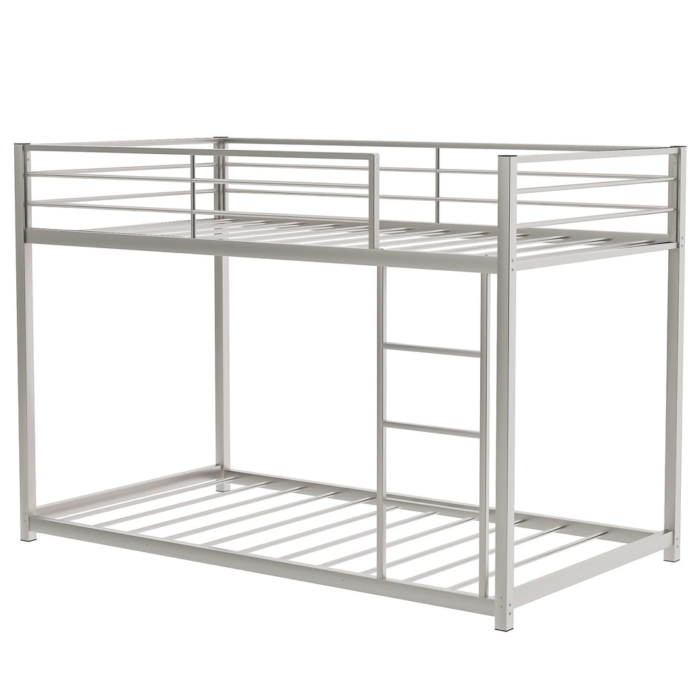 Black Twin Over Twin Metal Low Bunk Bed By Homeroots | Beds | Modishstore - 13