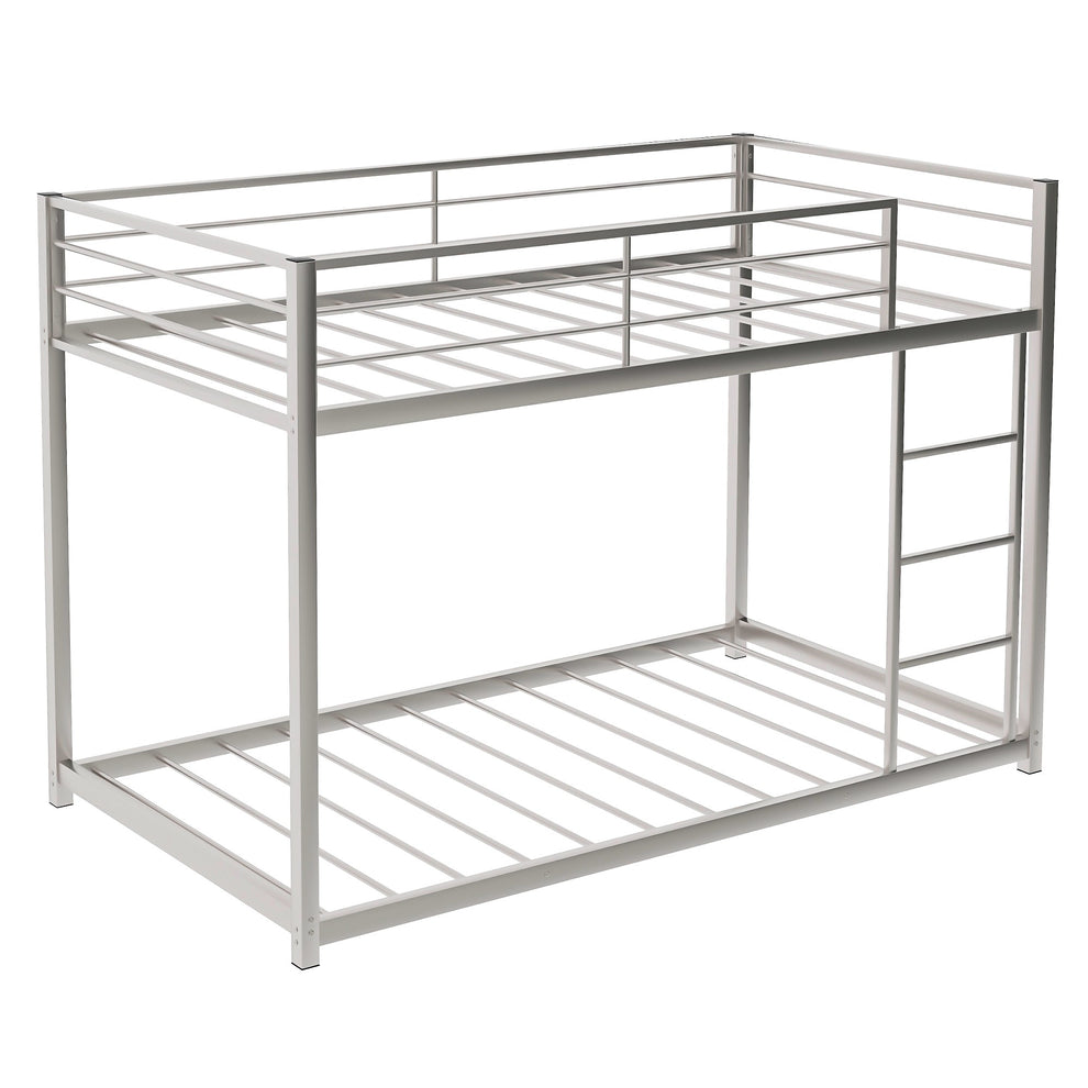 Black Twin Over Twin Metal Low Bunk Bed By Homeroots | Beds | Modishstore - 15