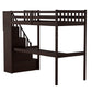 Espresso Twin Size Loft Bed With Built In Desk And Stairway By Homeroots | Beds | Modishstore - 7