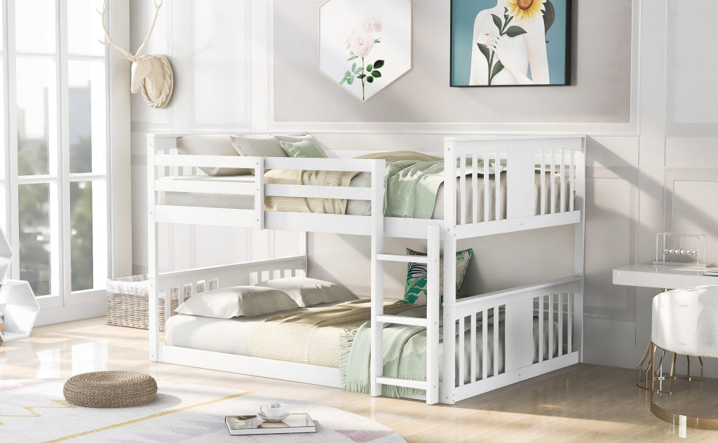 Gray Classic Full Over Full Bunk Bed With Ladder By Homeroots | Beds | Modishstore - 11