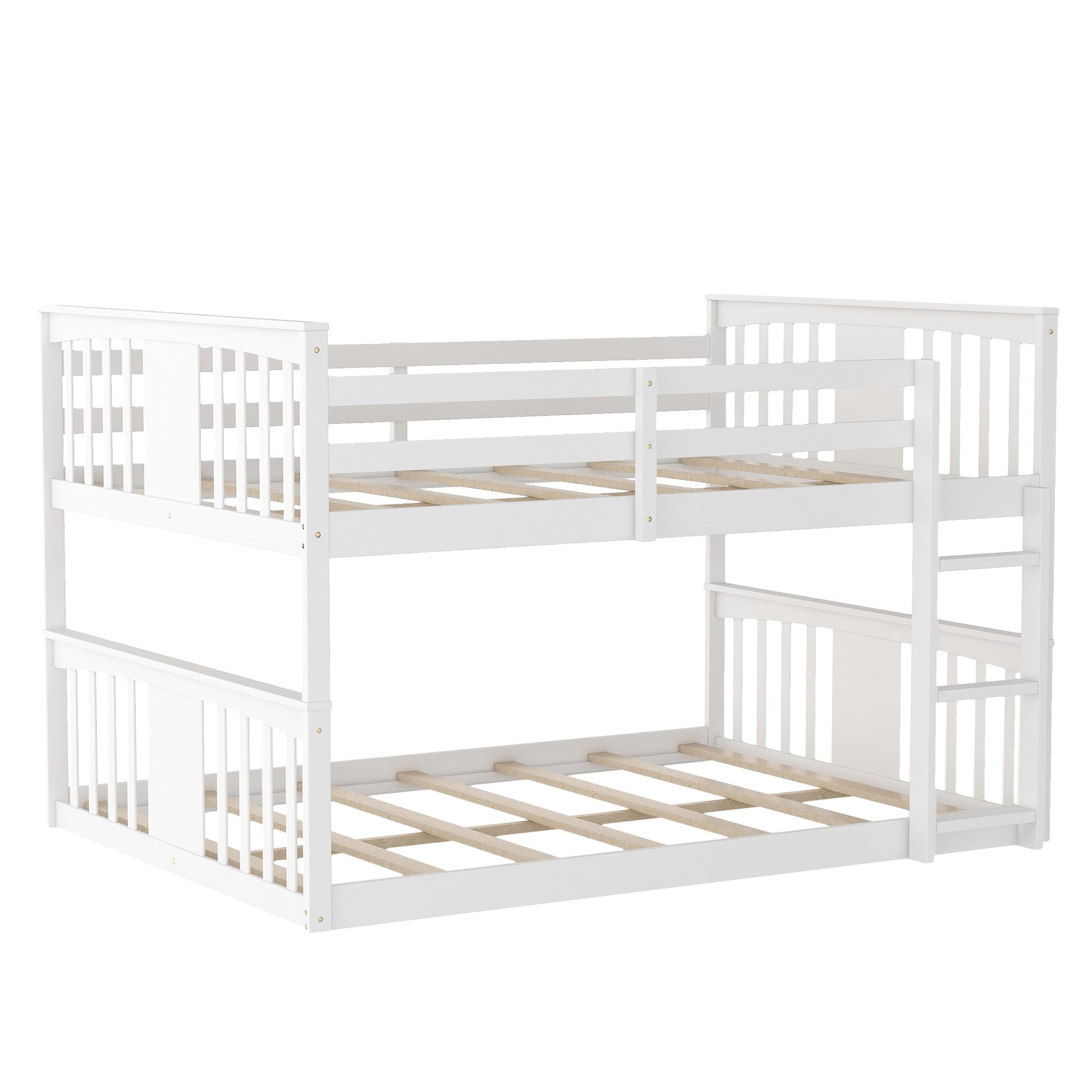 Gray Classic Full Over Full Bunk Bed With Ladder By Homeroots | Beds | Modishstore - 13