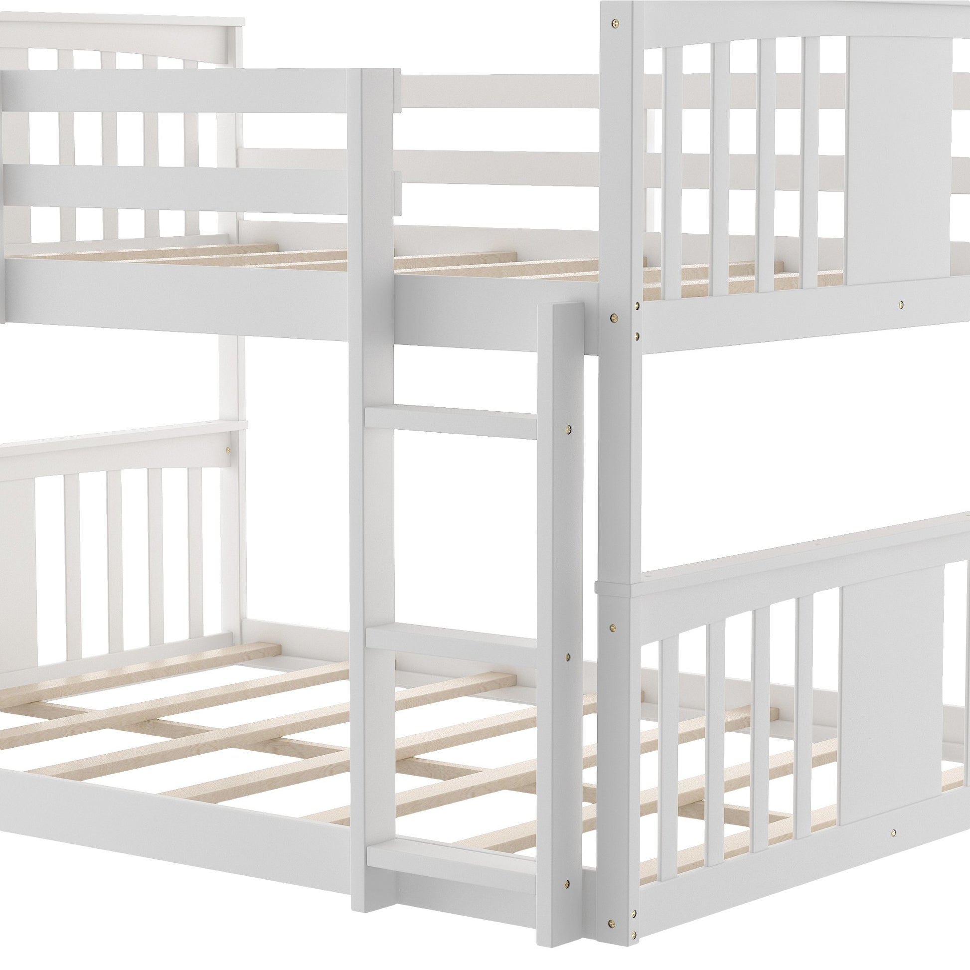 Gray Classic Full Over Full Bunk Bed With Ladder By Homeroots | Beds | Modishstore - 18