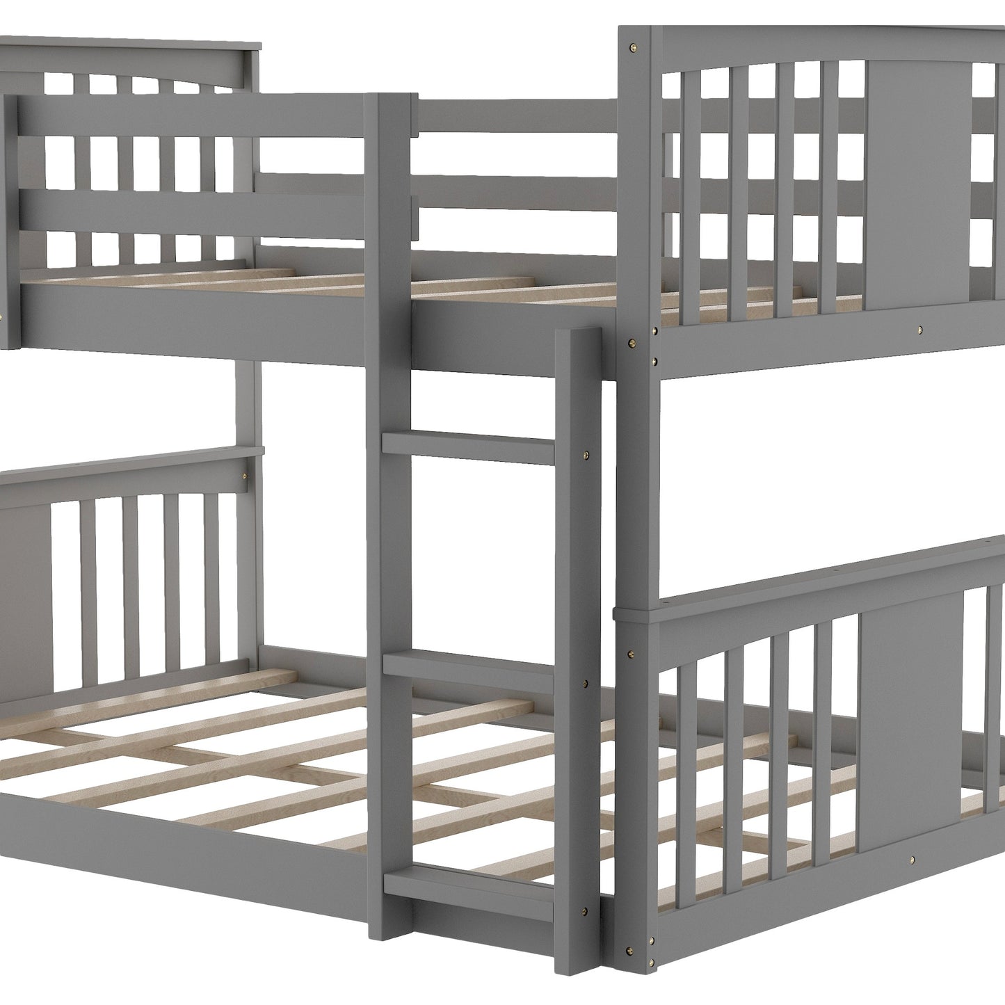 Gray Classic Full Over Full Bunk Bed With Slide By Homeroots | Beds | Modishstore - 8