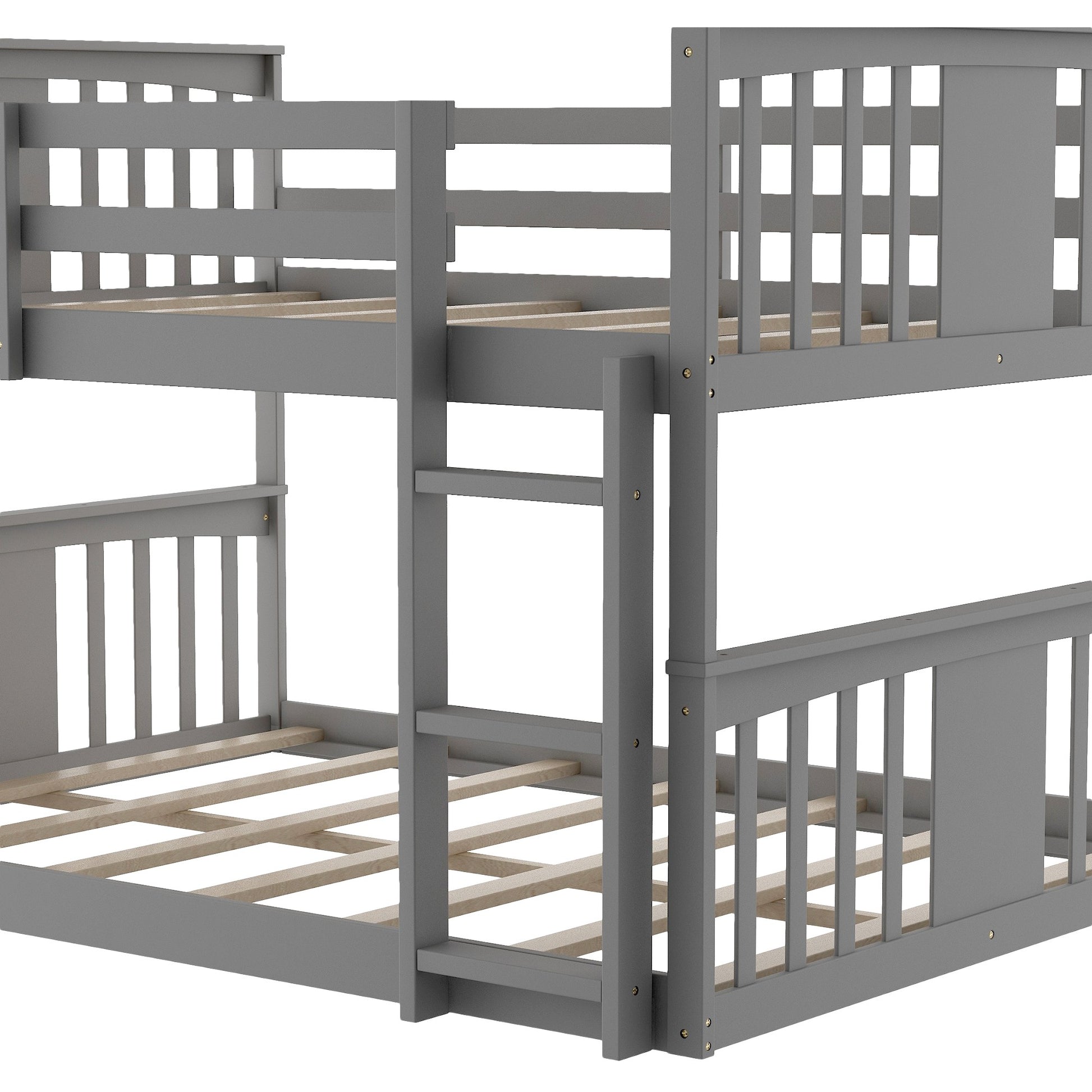 Gray Classic Full Over Full Bunk Bed With Slide By Homeroots | Beds | Modishstore - 8