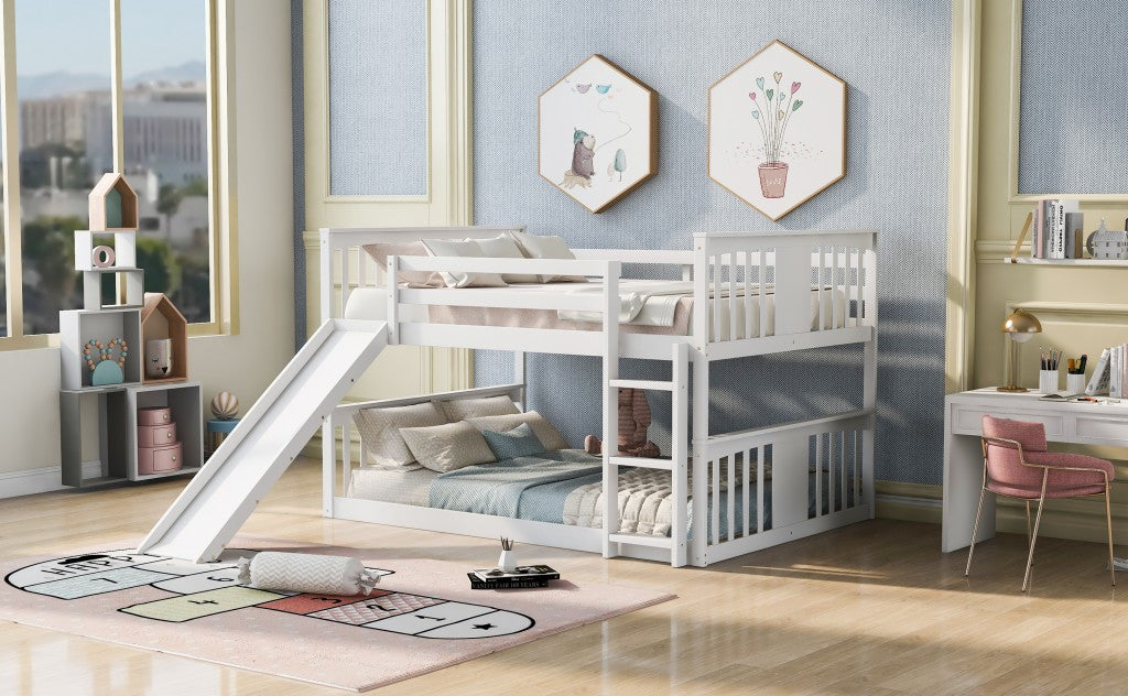 Gray Classic Full Over Full Bunk Bed With Slide By Homeroots | Beds | Modishstore - 12