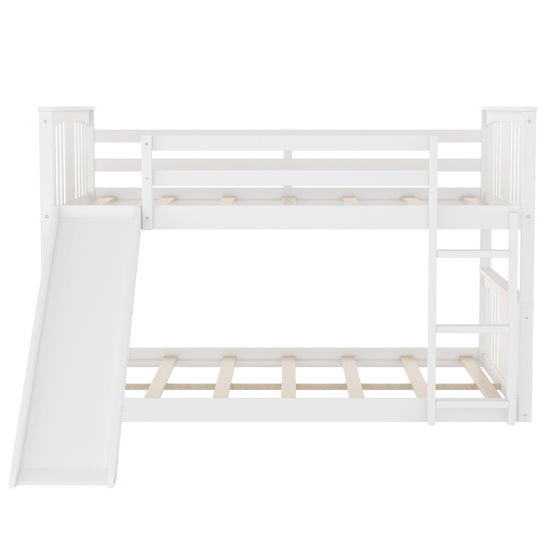 Gray Classic Full Over Full Bunk Bed With Slide By Homeroots | Beds | Modishstore - 14