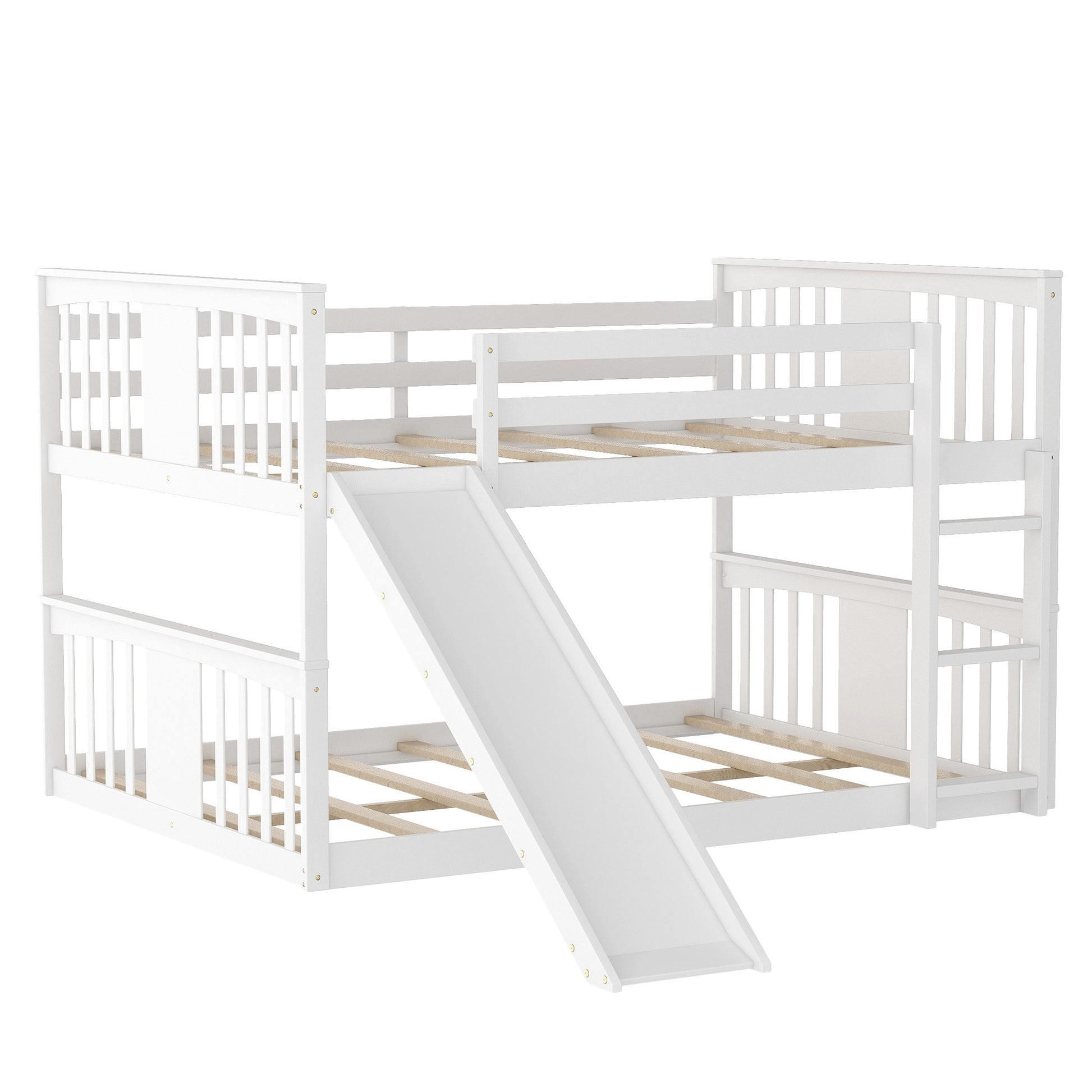 Gray Classic Full Over Full Bunk Bed With Slide By Homeroots | Beds | Modishstore - 15