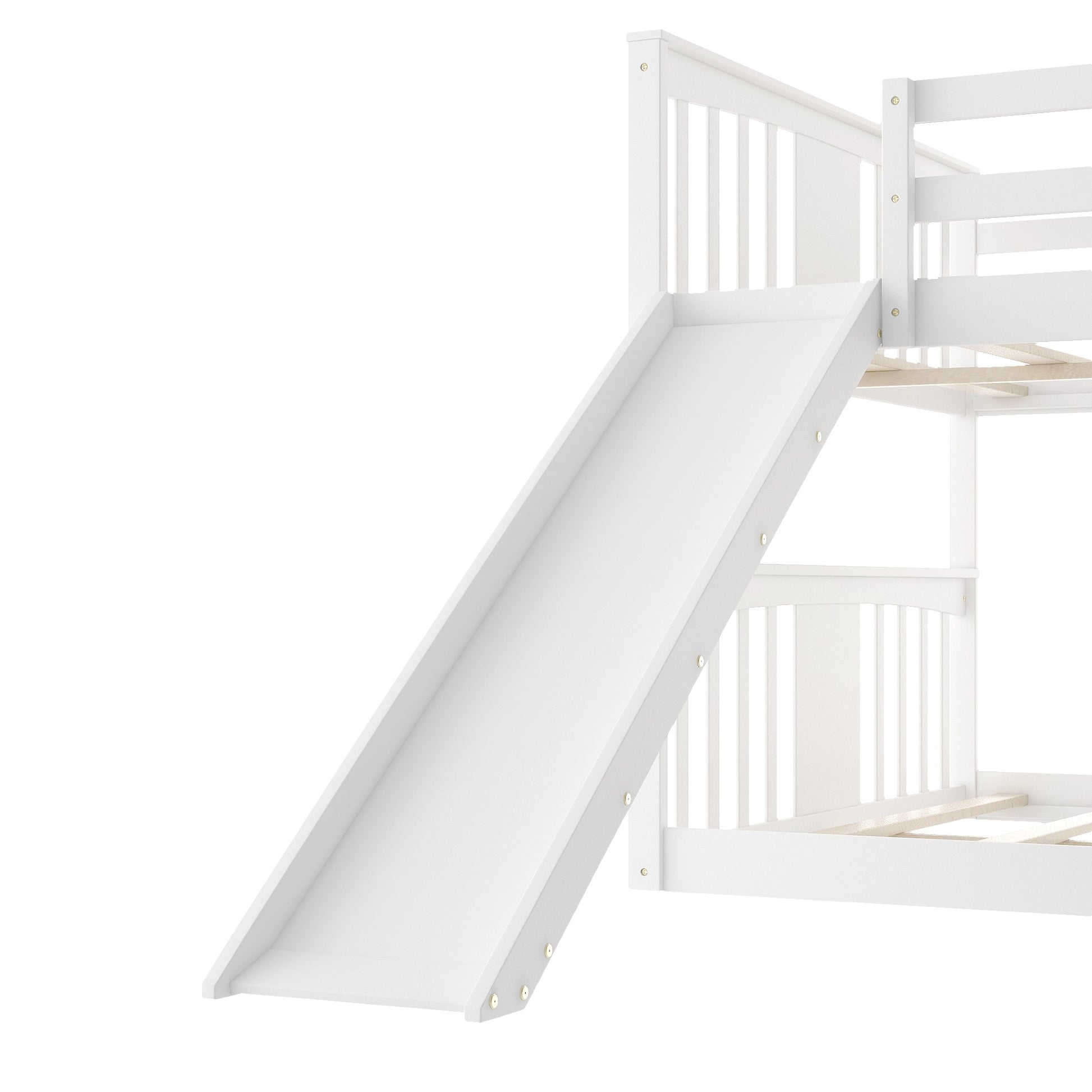 Gray Classic Full Over Full Bunk Bed With Slide By Homeroots | Beds | Modishstore - 18
