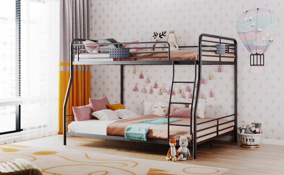 Full XL Over Queen Bunk Bed With Ladder By Homeroots | Beds | Modishstore - 4