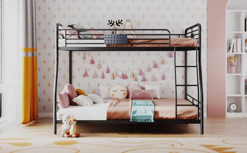 Full XL Over Queen Bunk Bed With Ladder By Homeroots | Beds | Modishstore - 6