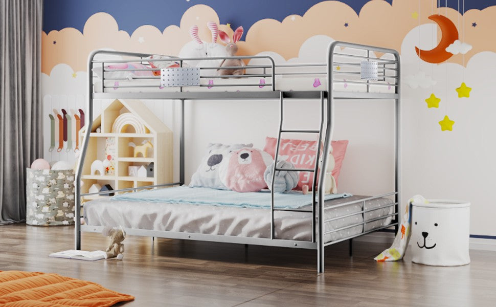 Full XL Over Queen Bunk Bed With Ladder By Homeroots | Beds | Modishstore - 24