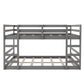 Pastel Gray Full Over Full Dual Ladder Bunk Bed By Homeroots | Beds | Modishstore - 5