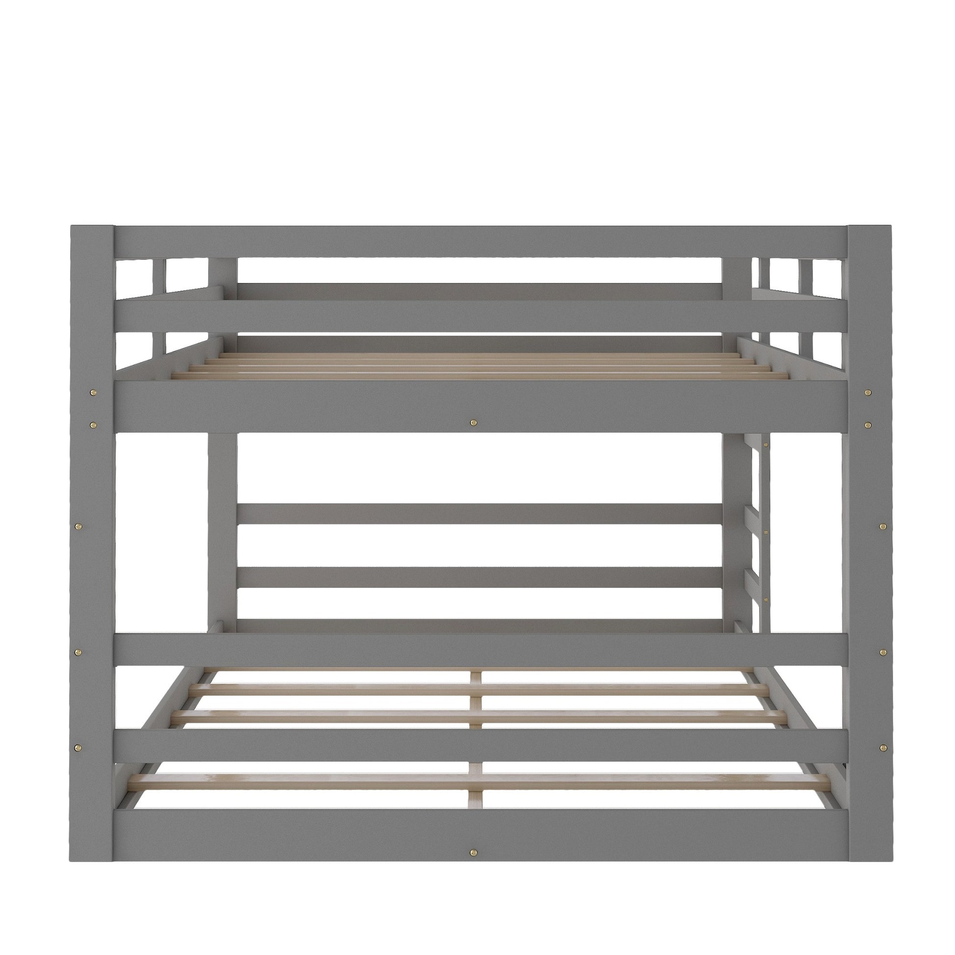 Pastel Gray Full Over Full Dual Ladder Bunk Bed By Homeroots | Beds | Modishstore - 8