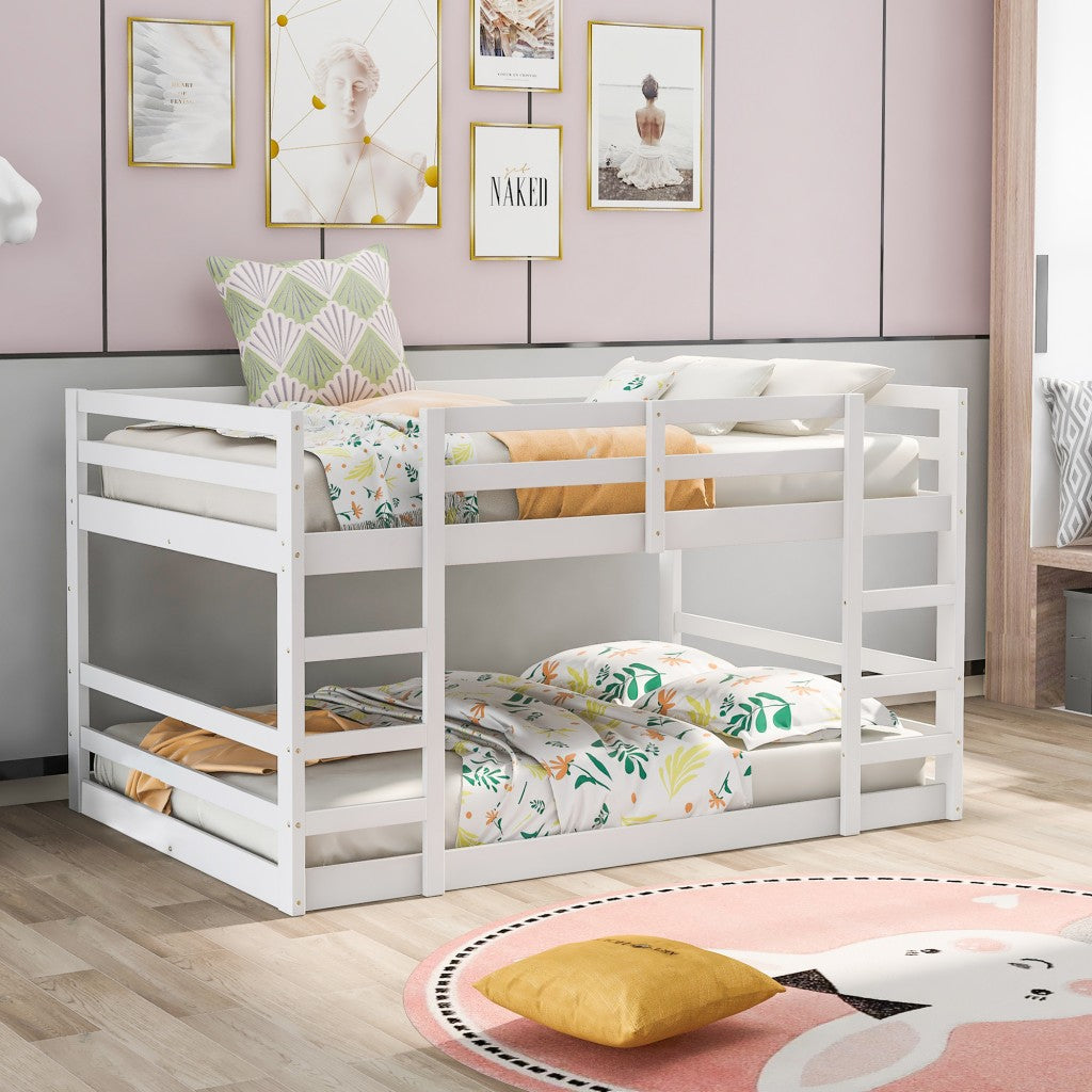 Pastel Gray Full Over Full Dual Ladder Bunk Bed By Homeroots | Beds | Modishstore - 10