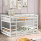 Pastel Gray Full Over Full Dual Ladder Bunk Bed By Homeroots | Beds | Modishstore - 12