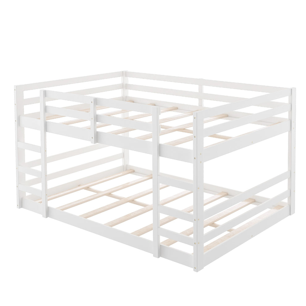 Pastel Gray Full Over Full Dual Ladder Bunk Bed By Homeroots | Beds | Modishstore - 13