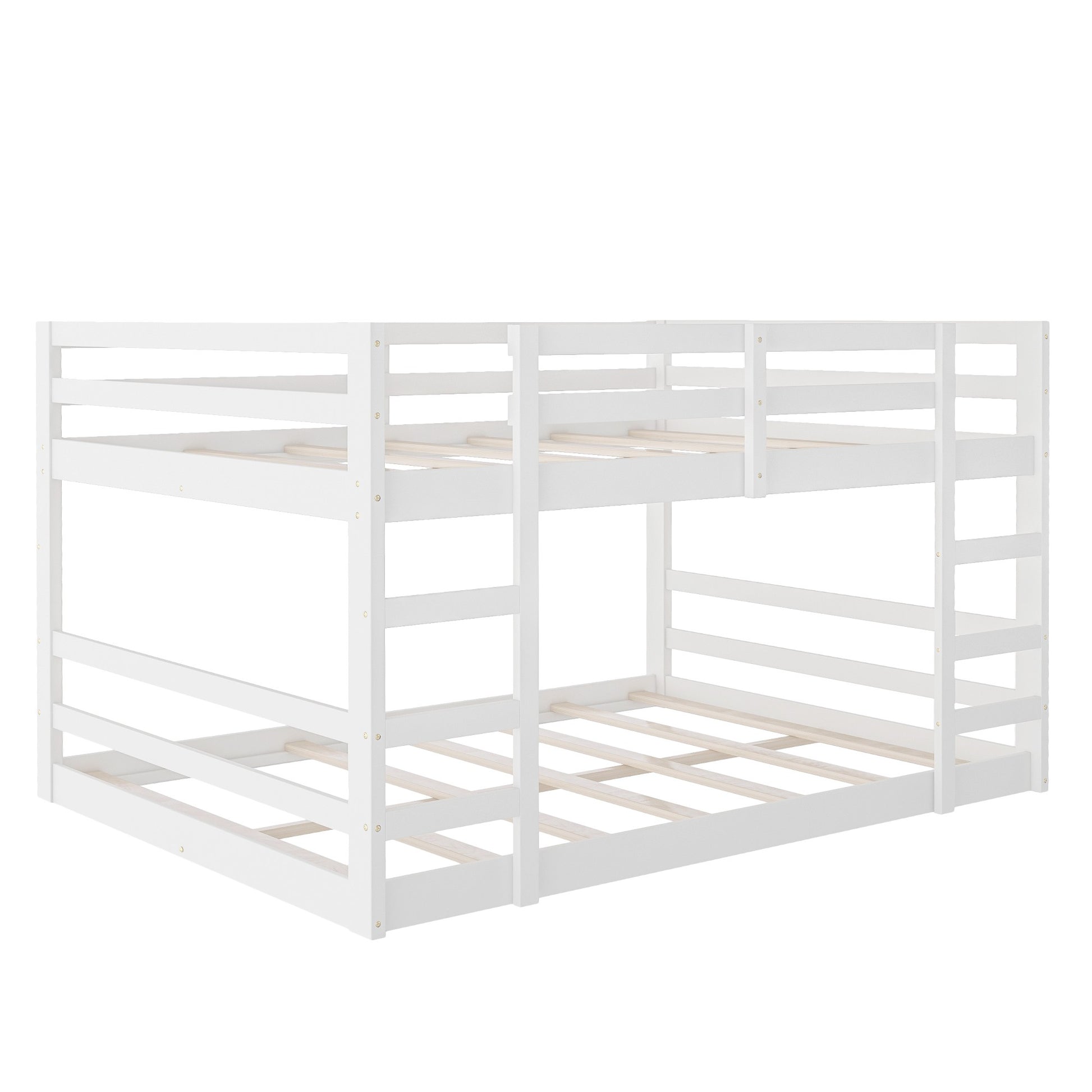 Pastel Gray Full Over Full Dual Ladder Bunk Bed By Homeroots | Beds | Modishstore - 14