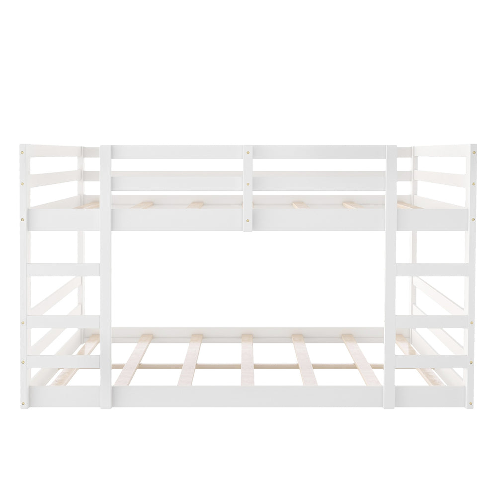 Pastel Gray Full Over Full Dual Ladder Bunk Bed By Homeroots | Beds | Modishstore - 15