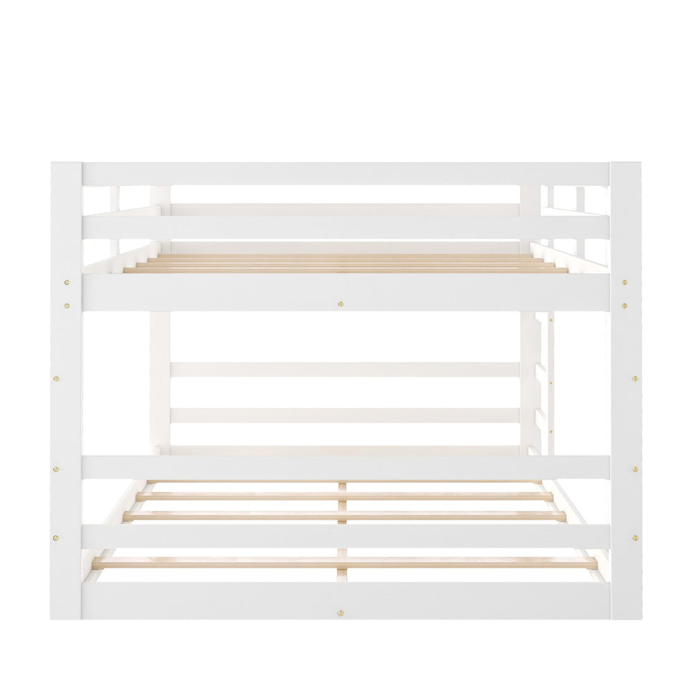 Pastel Gray Full Over Full Dual Ladder Bunk Bed By Homeroots | Beds | Modishstore - 16