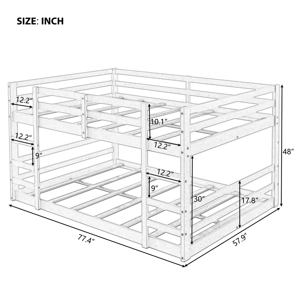 Pastel Gray Full Over Full Dual Ladder Bunk Bed By Homeroots | Beds | Modishstore - 17