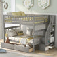 Gray Full Over Full Farmhouse Style Bunk Bed with Storage Staircase By Homeroots | Beds | Modishstore - 4