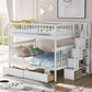 Gray Full Over Full Farmhouse Style Bunk Bed with Storage Staircase By Homeroots | Beds | Modishstore - 14