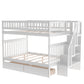 Gray Full Over Full Farmhouse Style Bunk Bed with Storage Staircase By Homeroots | Beds | Modishstore - 16