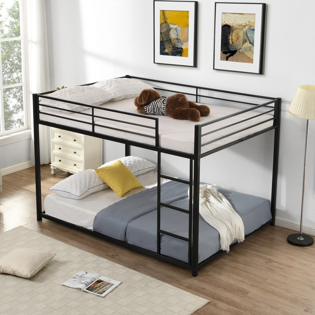 Black Full Over Full Low Metal Bunk Bed By Homeroots | Beds | Modishstore - 2