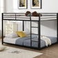 Black Full Over Full Low Metal Bunk Bed By Homeroots | Beds | Modishstore - 4