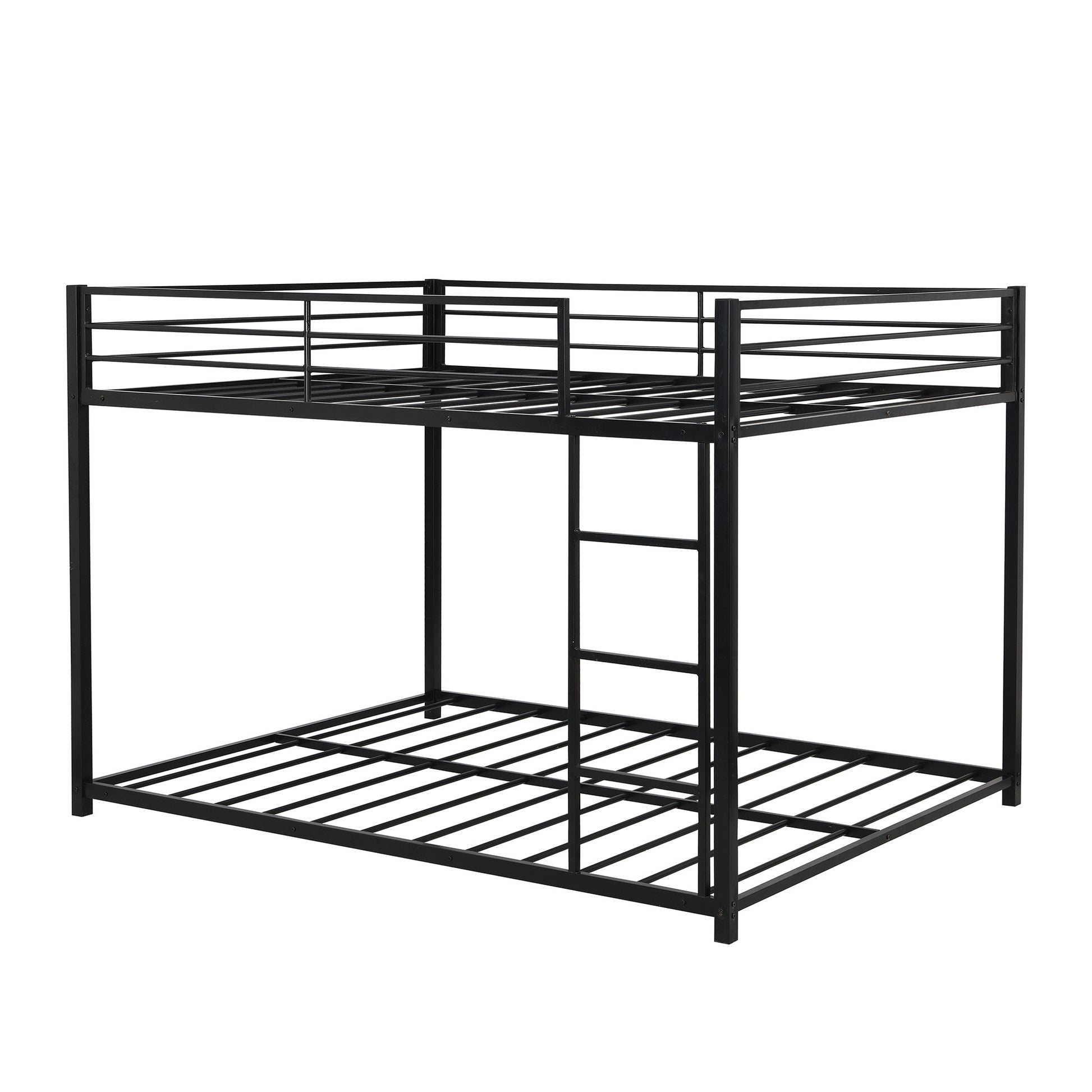 Black Full Over Full Low Metal Bunk Bed By Homeroots | Beds | Modishstore - 6