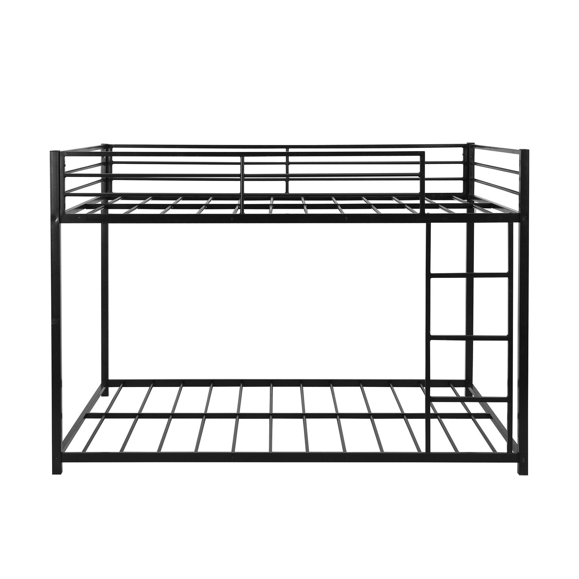 Black Full Over Full Low Metal Bunk Bed By Homeroots | Beds | Modishstore - 8