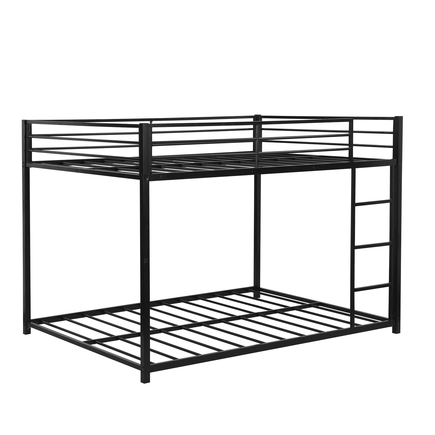Black Full Over Full Low Metal Bunk Bed By Homeroots | Beds | Modishstore - 9