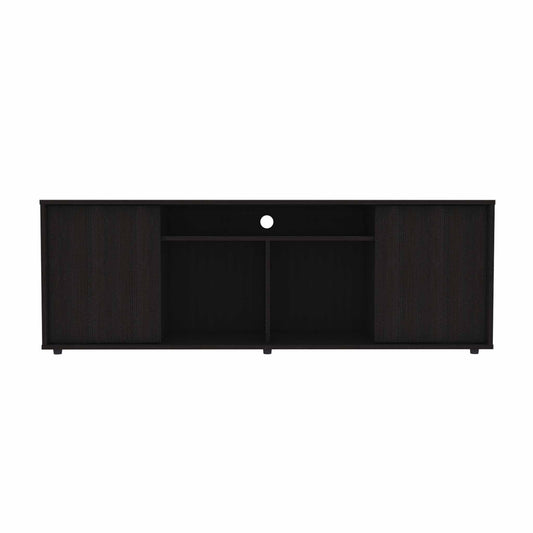 Black TV Stand Media Center with Two Cabinets By Homeroots