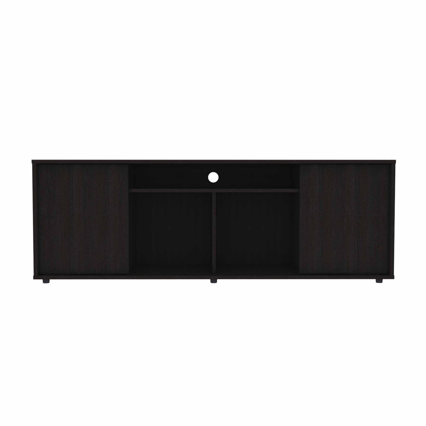 Black TV Stand Media Center with Two Cabinets By Homeroots | TV Stands | Modishstore