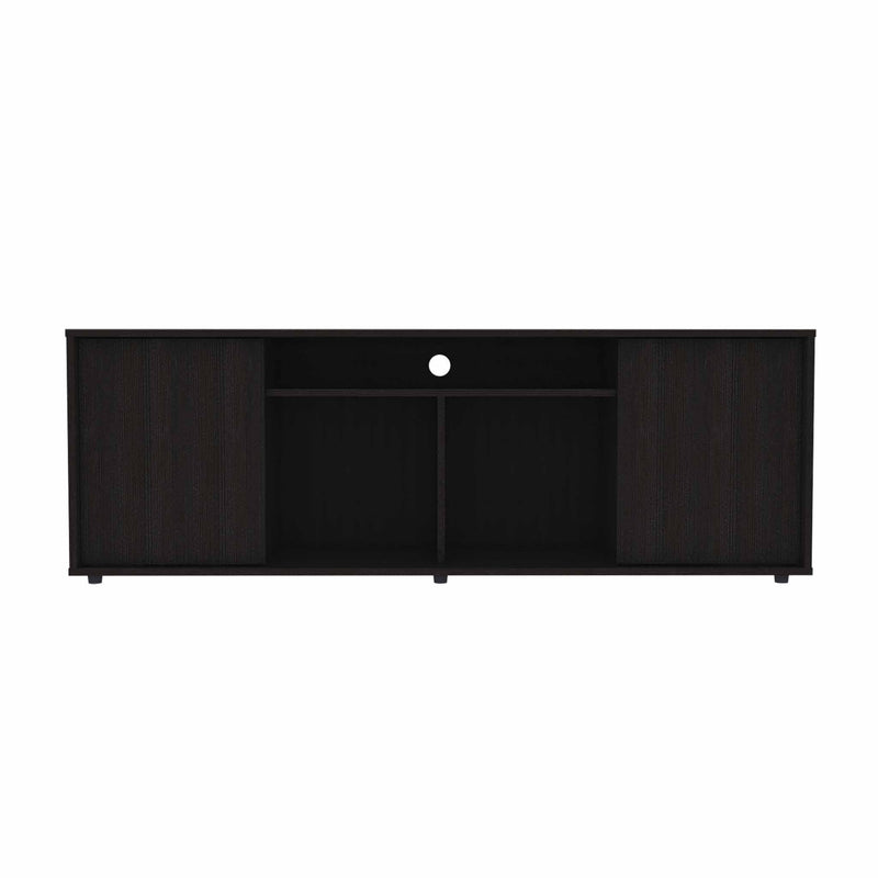 Black TV Stand Media Center with Two Cabinets By Homeroots | TV Stands | Modishstore