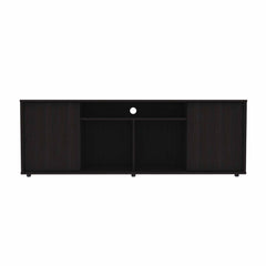 Black TV Stand Media Center with Two Cabinets By Homeroots
