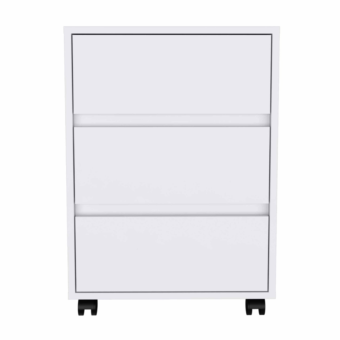 White Three Drawer Rolling Cabinet By Homeroots | Drawers | Modishstore - 2