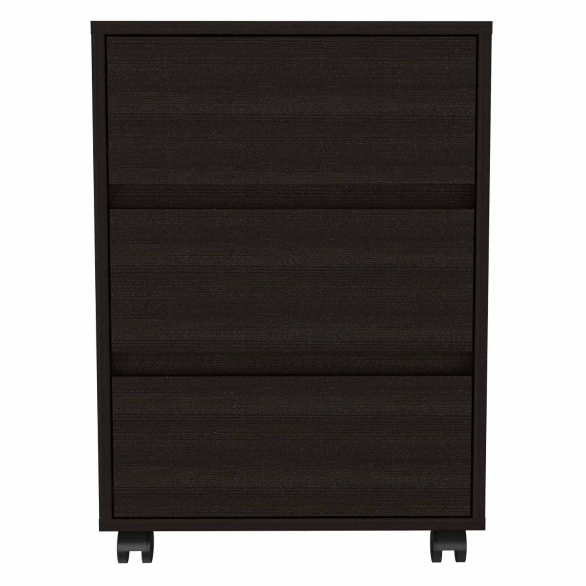 Black Three Drawer Rolling Cabinet By Homeroots | Cabinets | Modishstore - 2