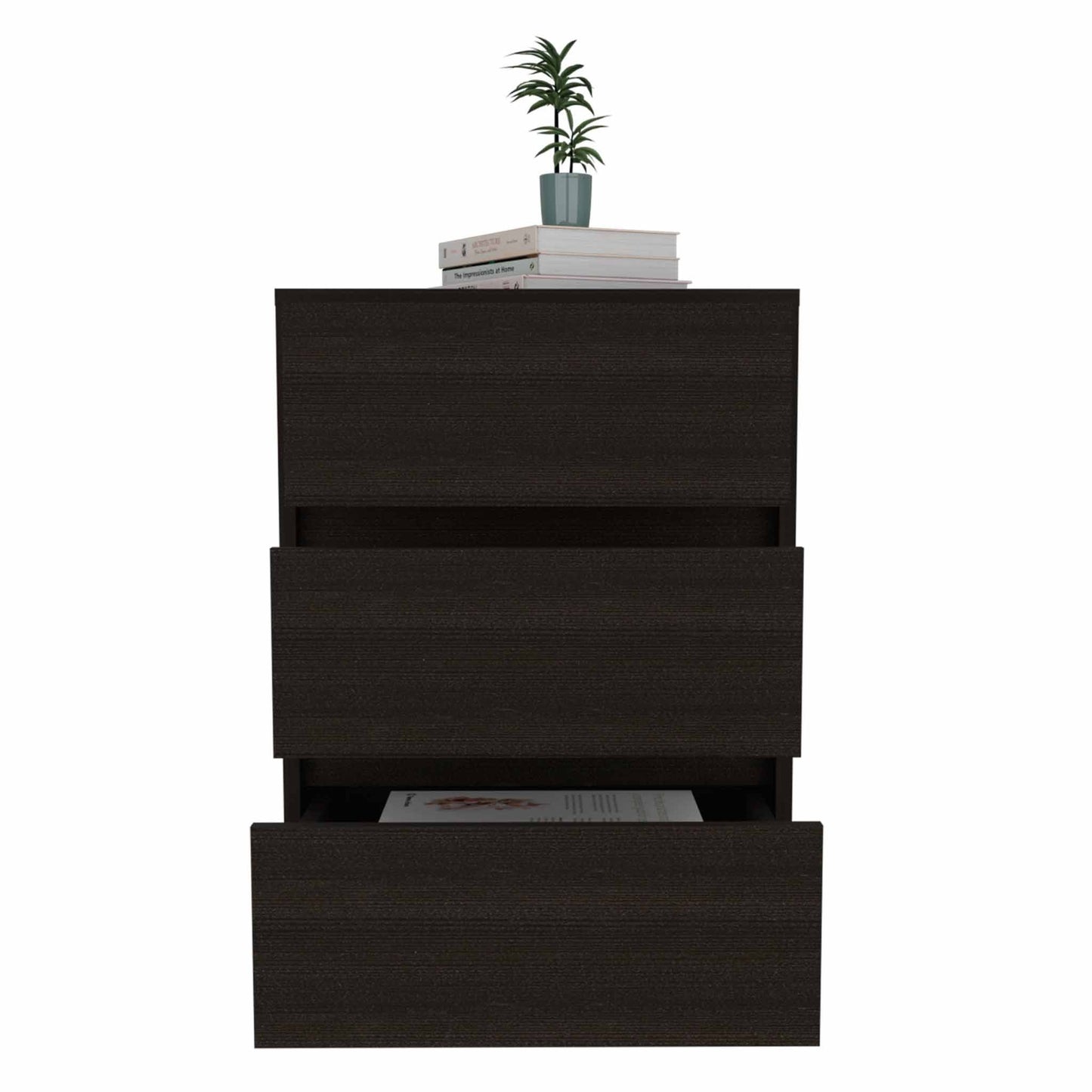 Black Three Drawer Rolling Cabinet By Homeroots | Cabinets | Modishstore - 6