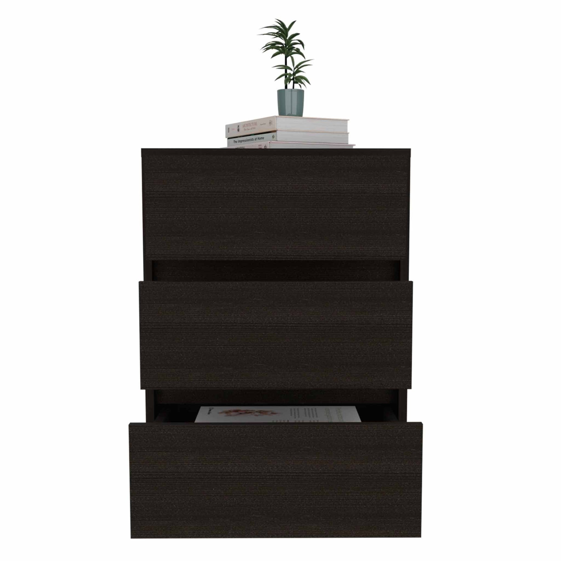 Black Three Drawer Rolling Cabinet By Homeroots | Cabinets | Modishstore - 6