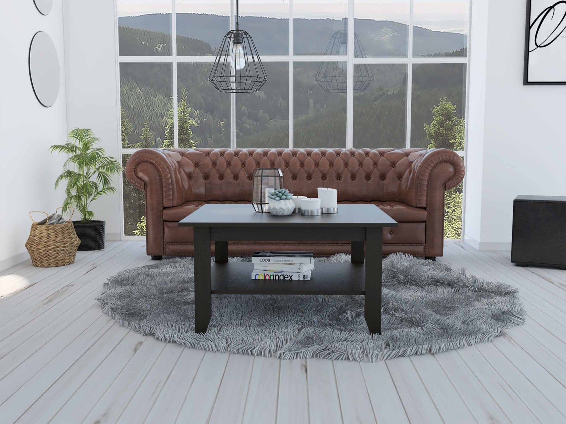 Modern Jet Black Coffee Table with Shelf By Homeroots | Coffee Tables | Modishstore