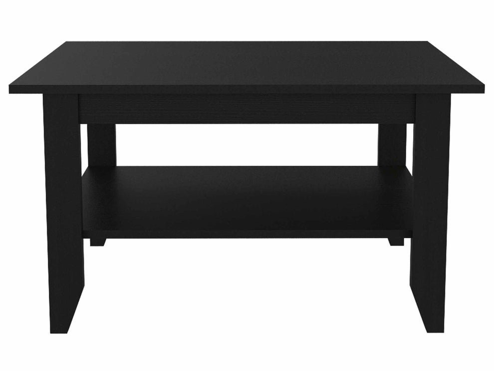 Modern Jet Black Coffee Table with Shelf By Homeroots | Coffee Tables | Modishstore - 2