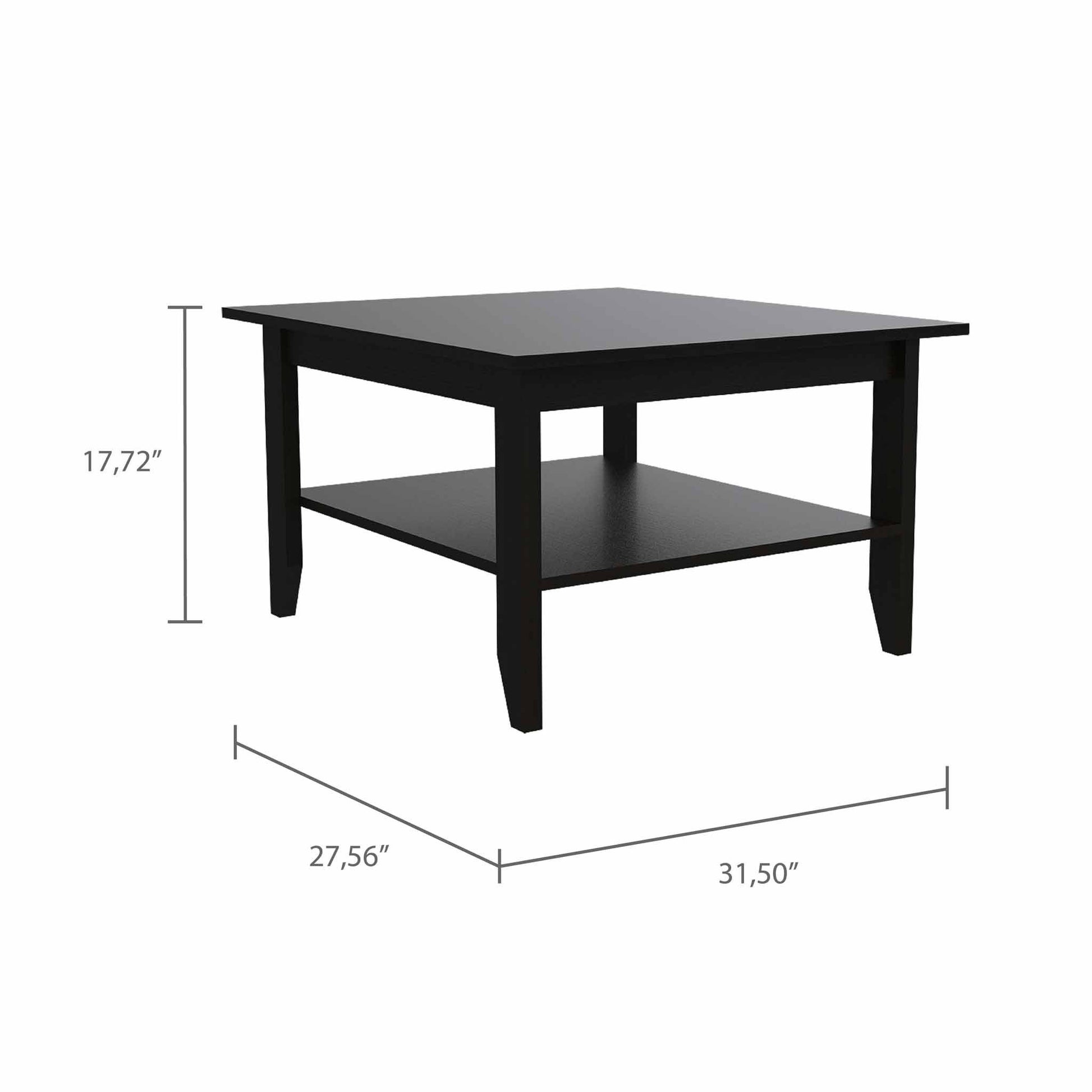 Modern Jet Black Coffee Table with Shelf By Homeroots | Coffee Tables | Modishstore - 3