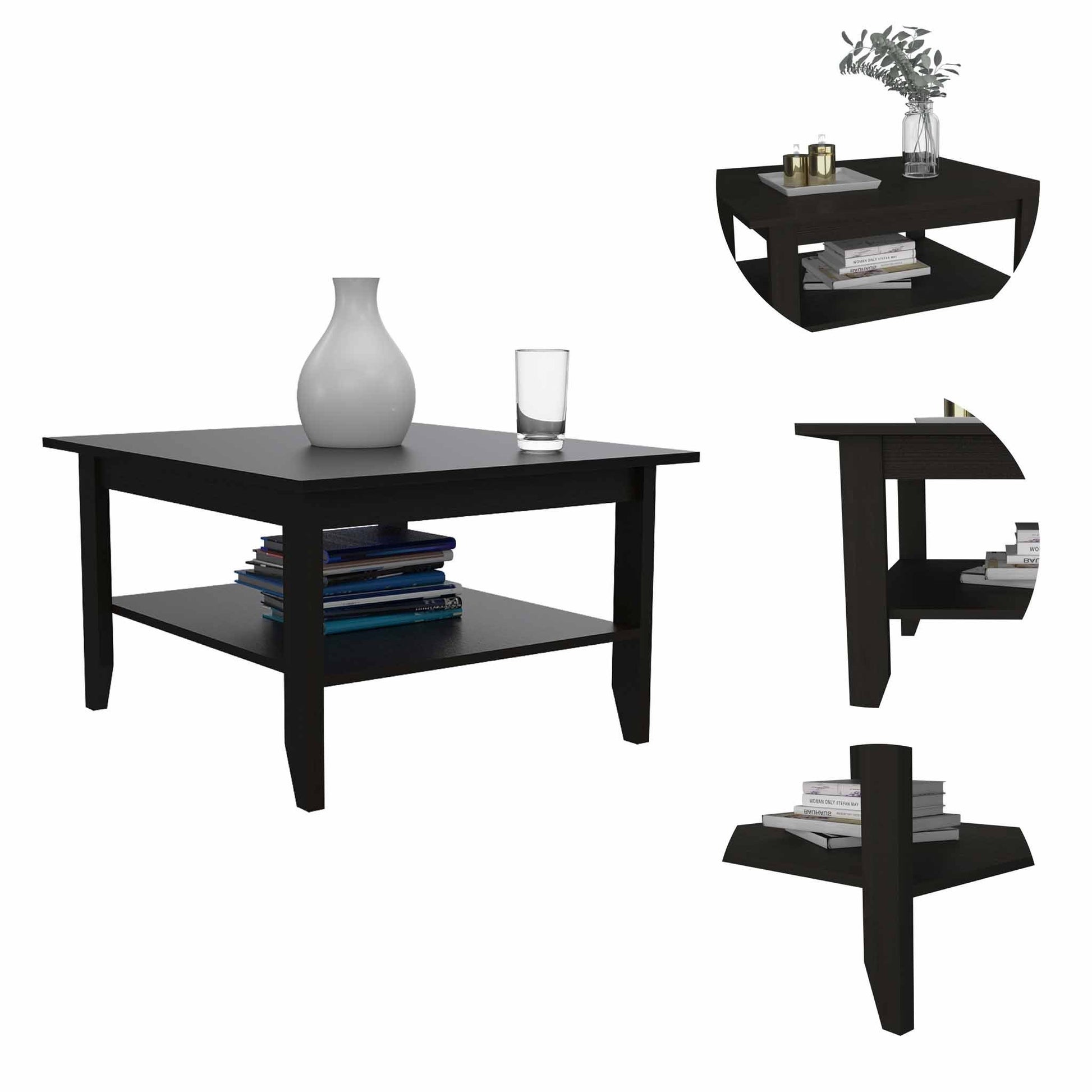 Modern Jet Black Coffee Table with Shelf By Homeroots | Coffee Tables | Modishstore - 4