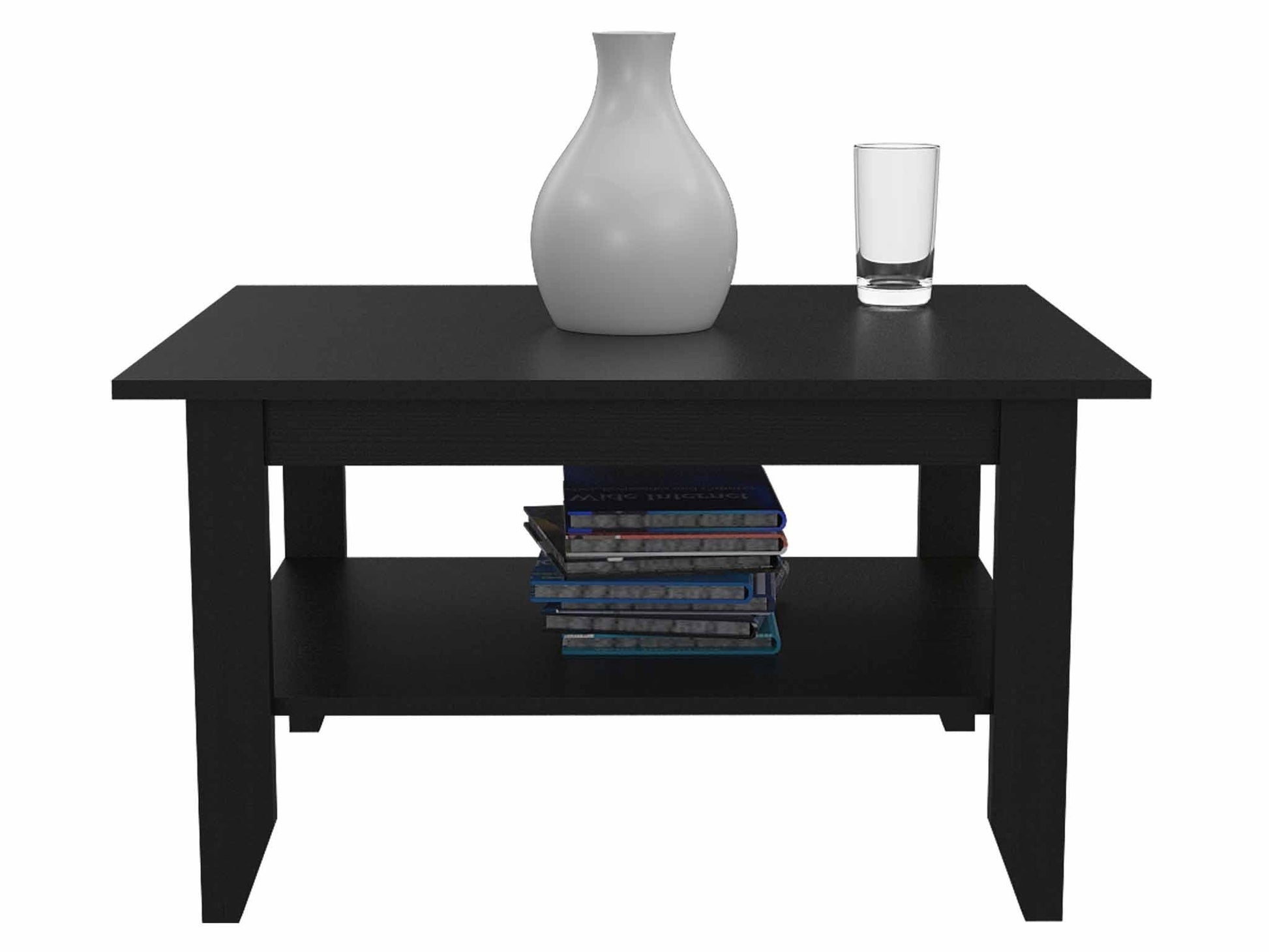 Modern Jet Black Coffee Table with Shelf By Homeroots | Coffee Tables | Modishstore - 5