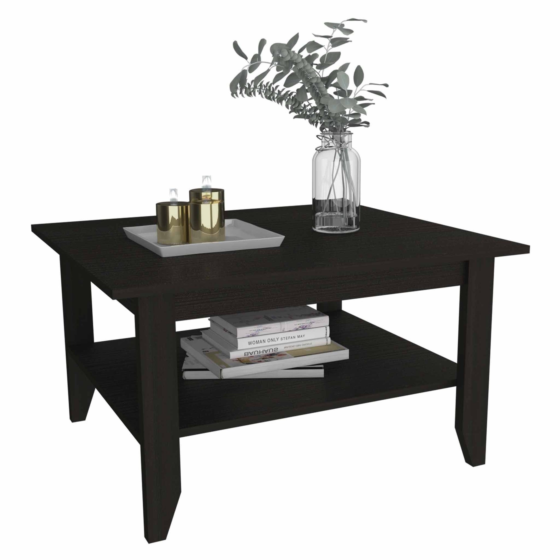 Modern Jet Black Coffee Table with Shelf By Homeroots | Coffee Tables | Modishstore - 6