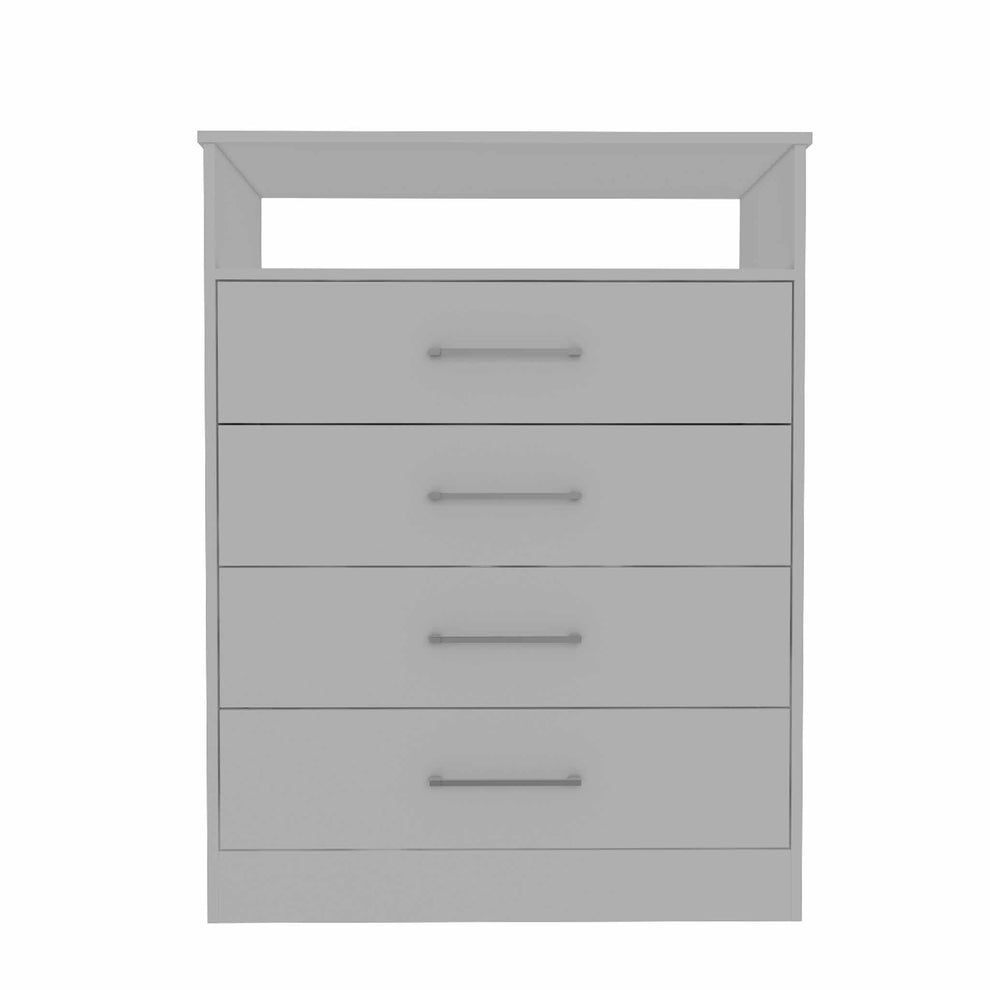 Modern White Four Drawer Dresser With Hutch By Homeroots | Dressers | Modishstore - 2