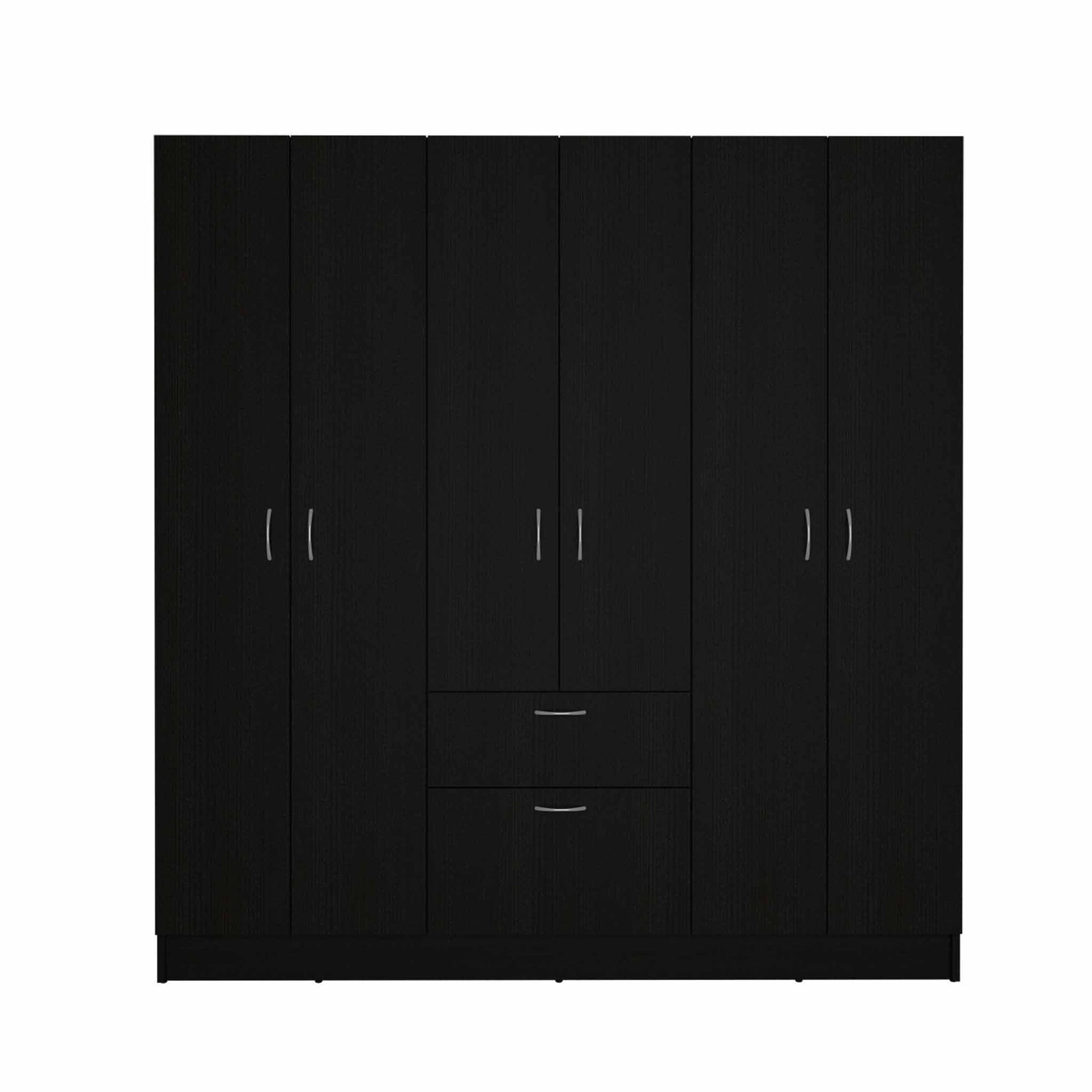 Black and White Tall Six Door Closet Wardrobe Center By Homeroots | Armoires & Wardrobes | Modishstore - 2